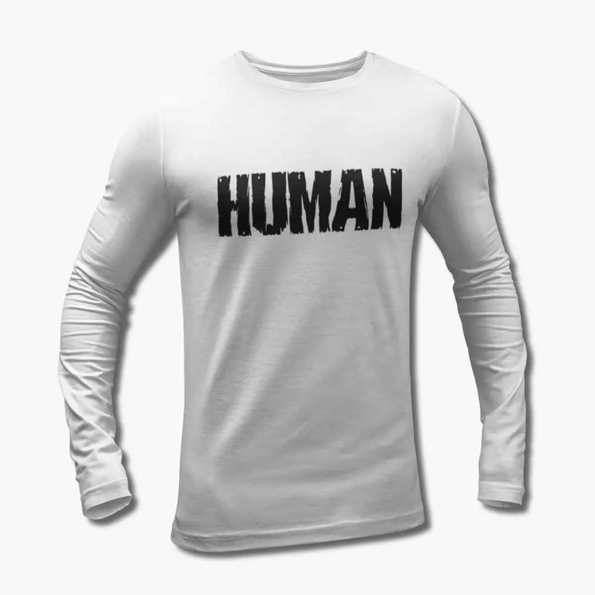 Human Long Sleeve T-Shirt, Human Logo White Longsleeve T-Shirt, Thrash Metal Merchandise
