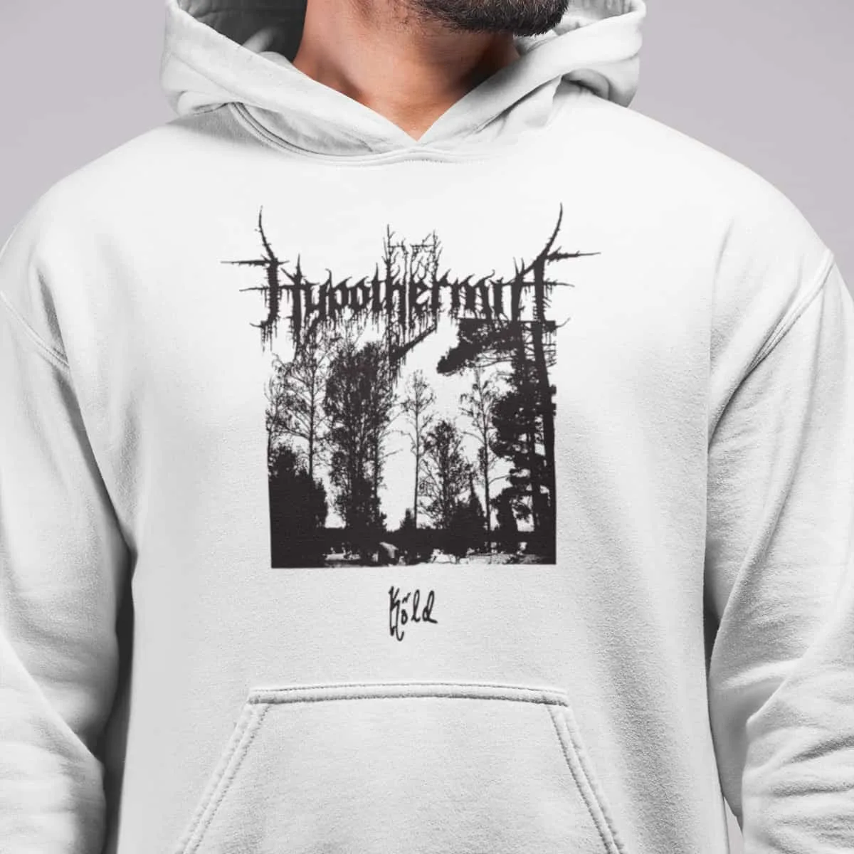 Hypothermia Band Hoodie, Hypothermia Köld Artwork Hooded Sweatshirt, Black Metal Merch