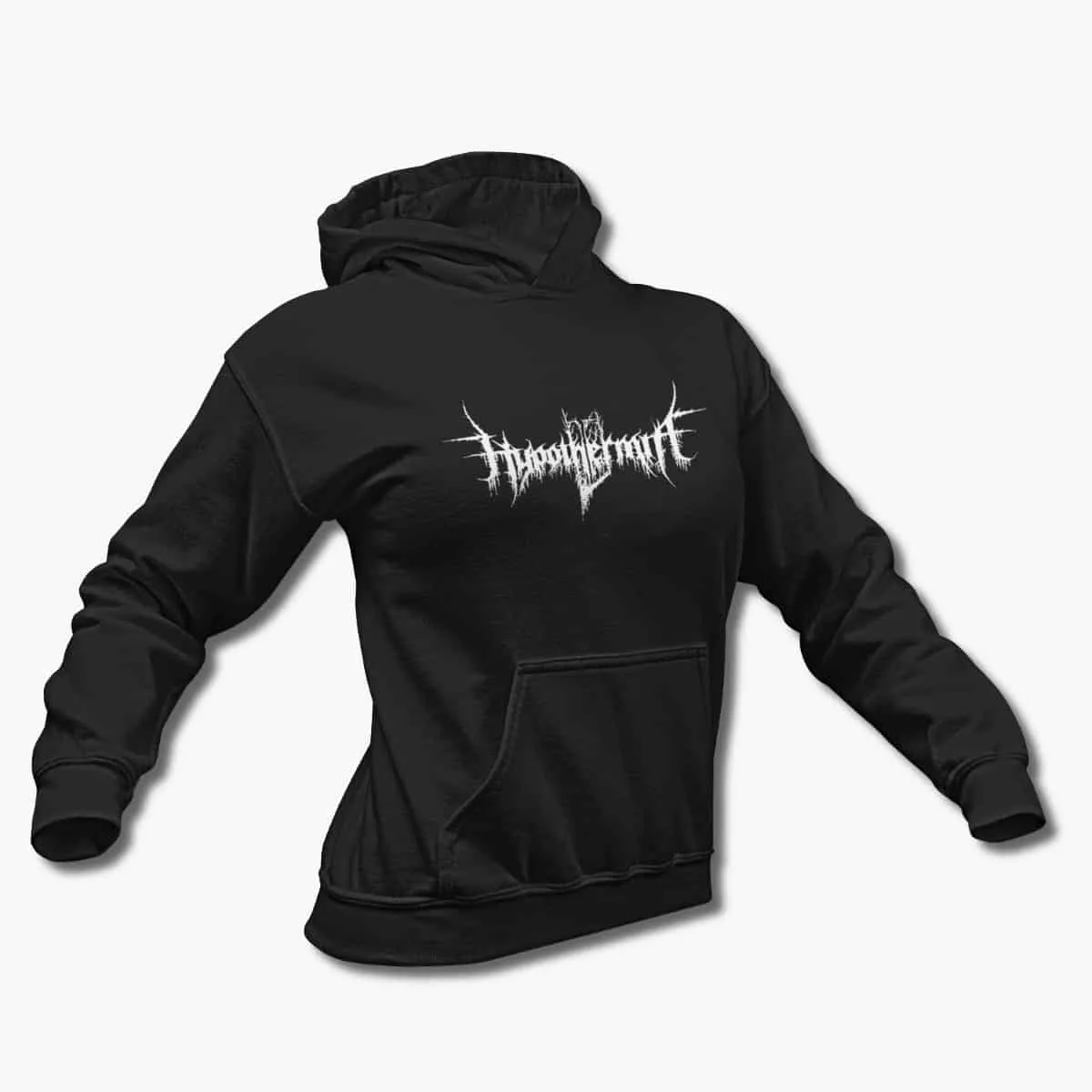 Hypothermia Band Hoodie, Hypothermia Logo Black Hooded Sweatshirt, Black Metal Merchandise