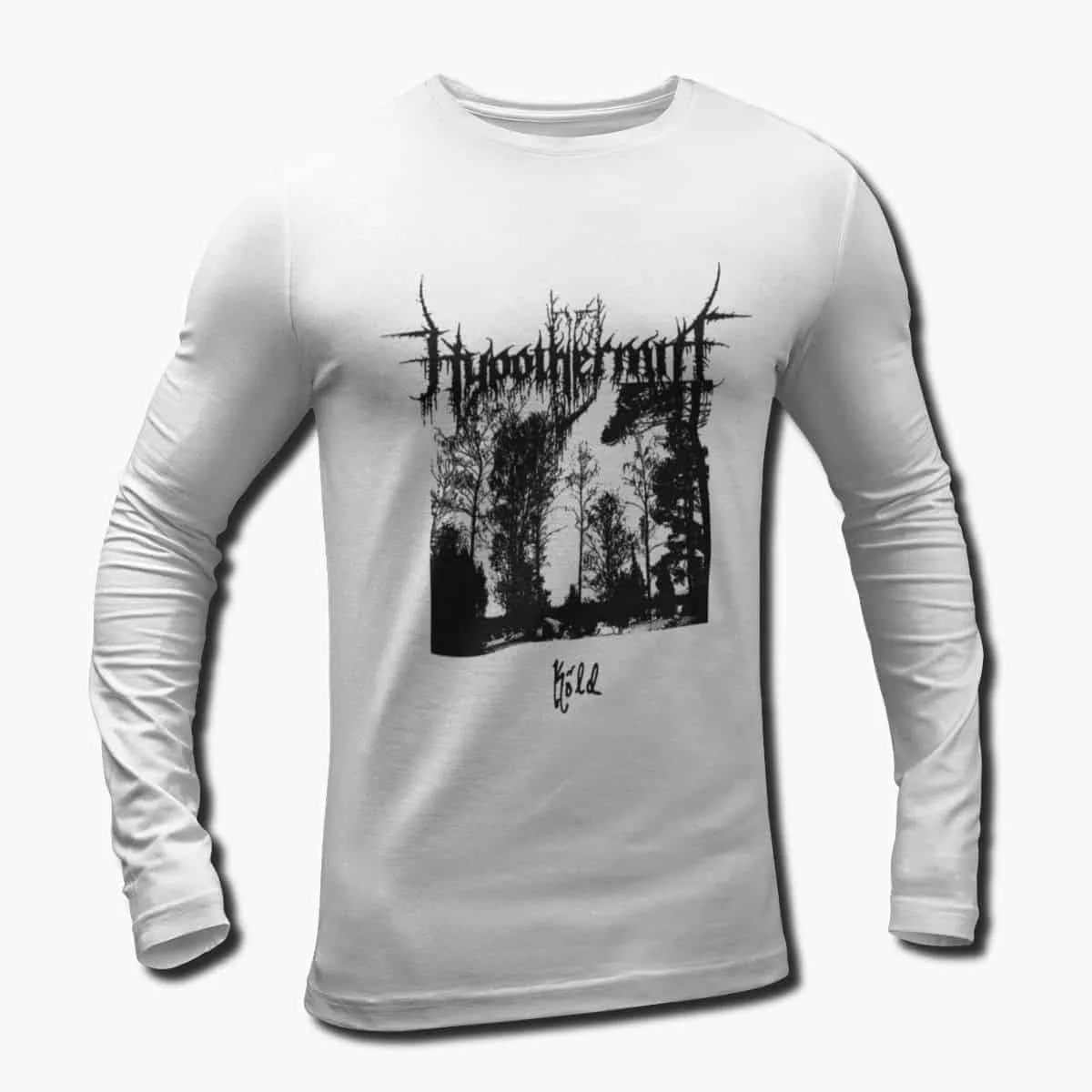 Hypothermia Band Long Sleeve T-Shirt, Hypothermia Köld Artwork Longsleeve T-Shirt, Black Metal Merch
