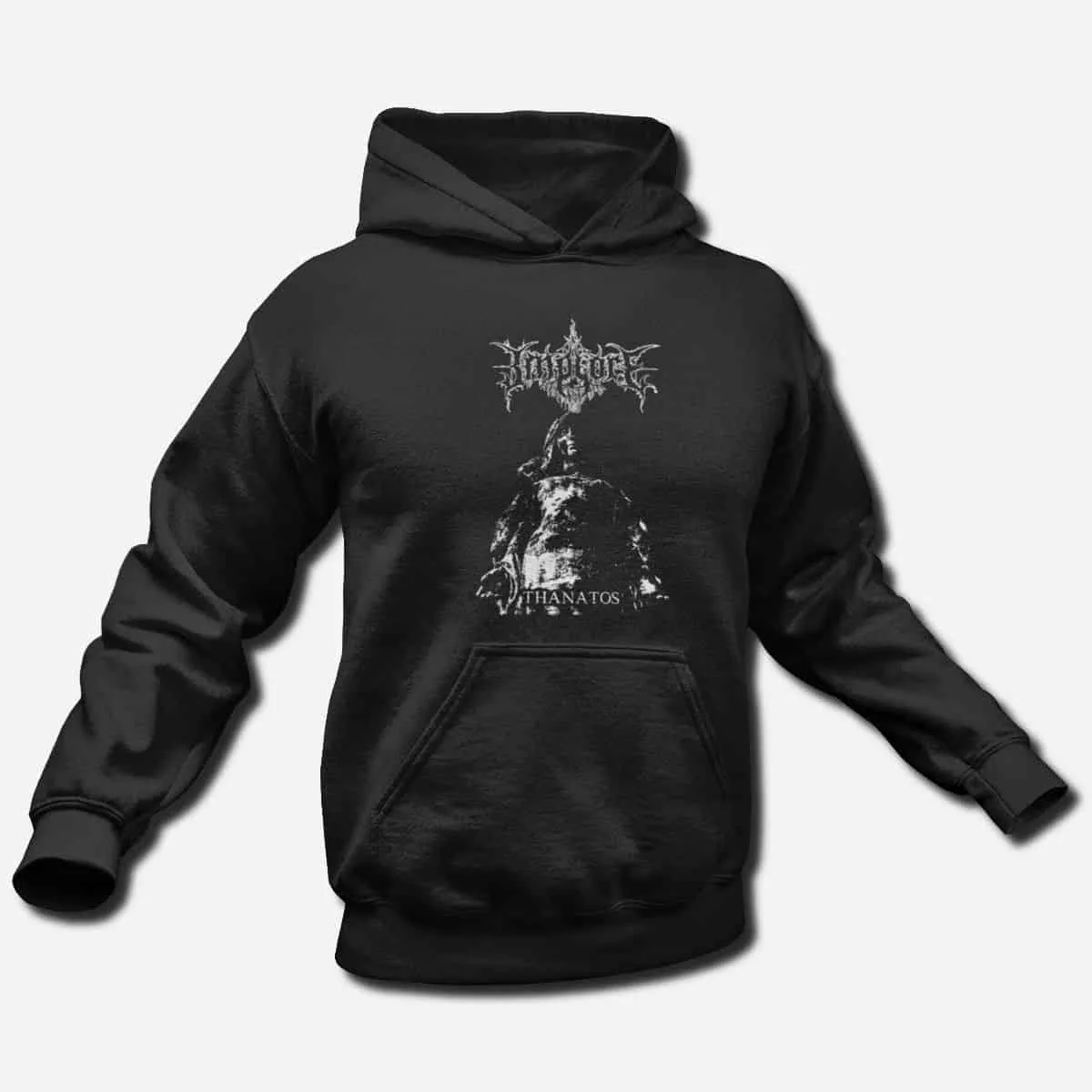 Implore Band Hoodie, Implore Thanatos Hooded Sweatshirt, Blackened Death Metal Merch