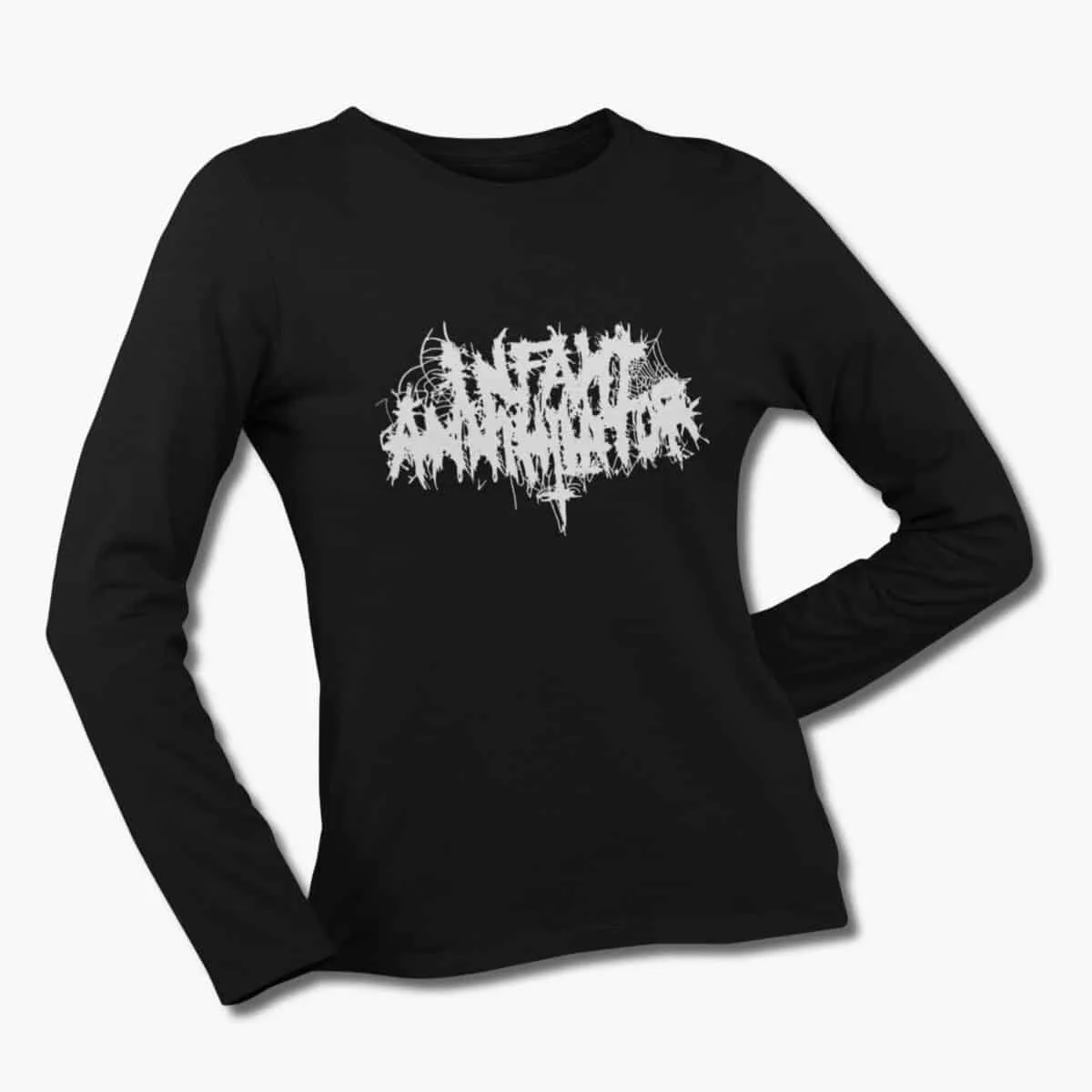 Infant Annihilator Band Long Sleeve T-Shirt, Infant Annihilator Logo Black Longsleeve T-Shirt, Technical Deathcore Merchandise