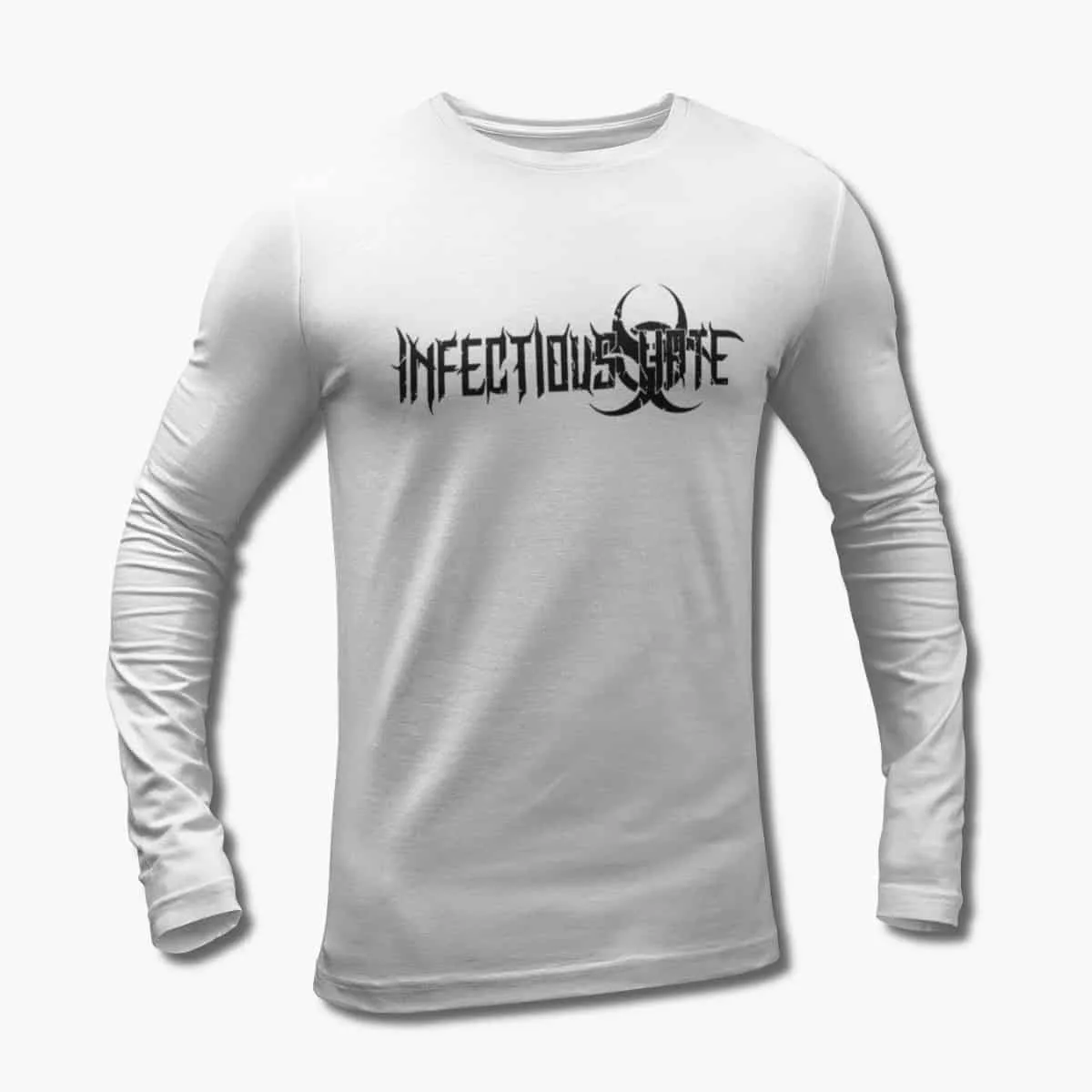 Infectious Hate Long Sleeve T-Shirt, Infectious Hate Logo White Longsleeve T-Shirt, Death Metal Merchandise