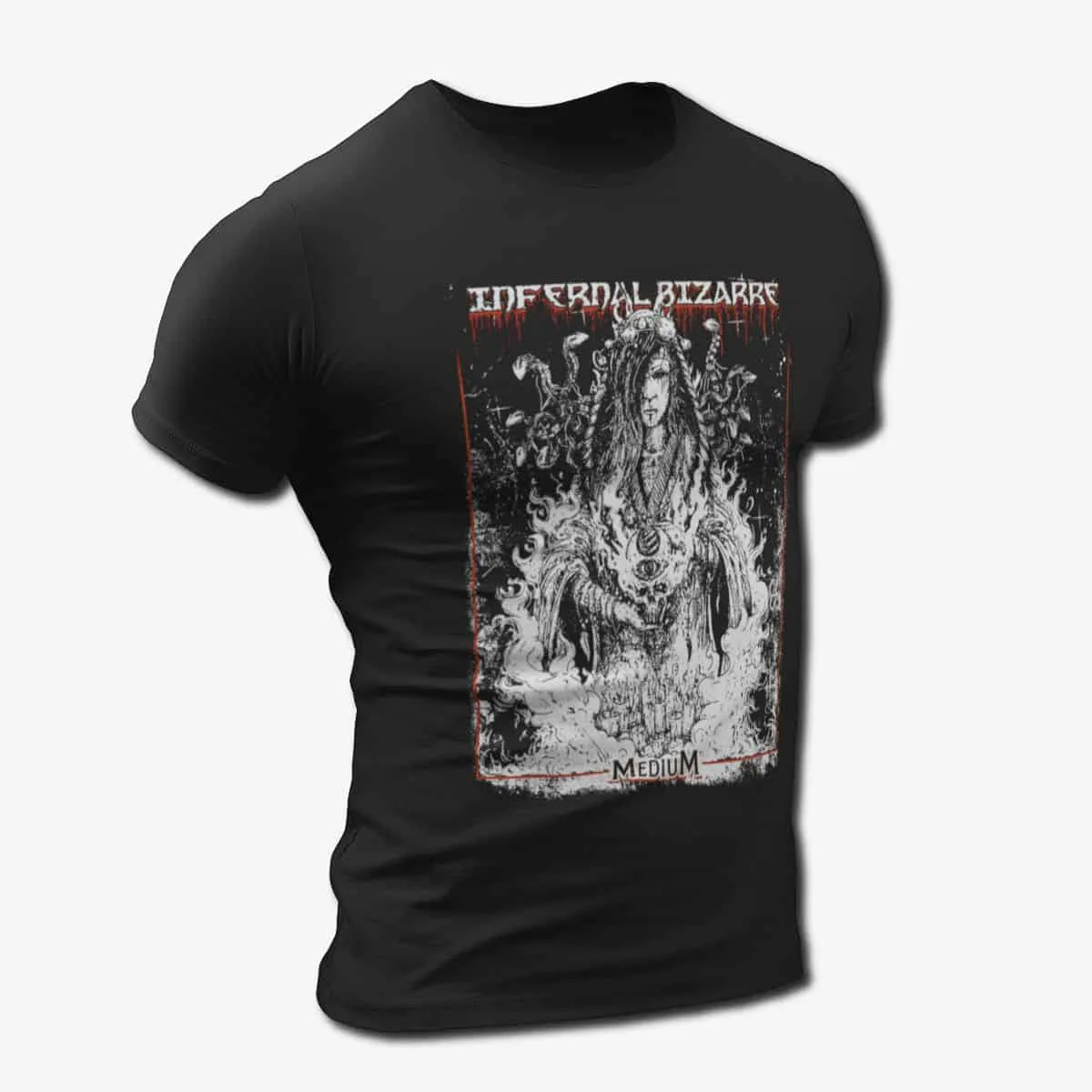Infernal Bizarre Band T-Shirt, Infernal Bizarre Medium Artwork Tee, Death Metal, Thrash Metal Merch