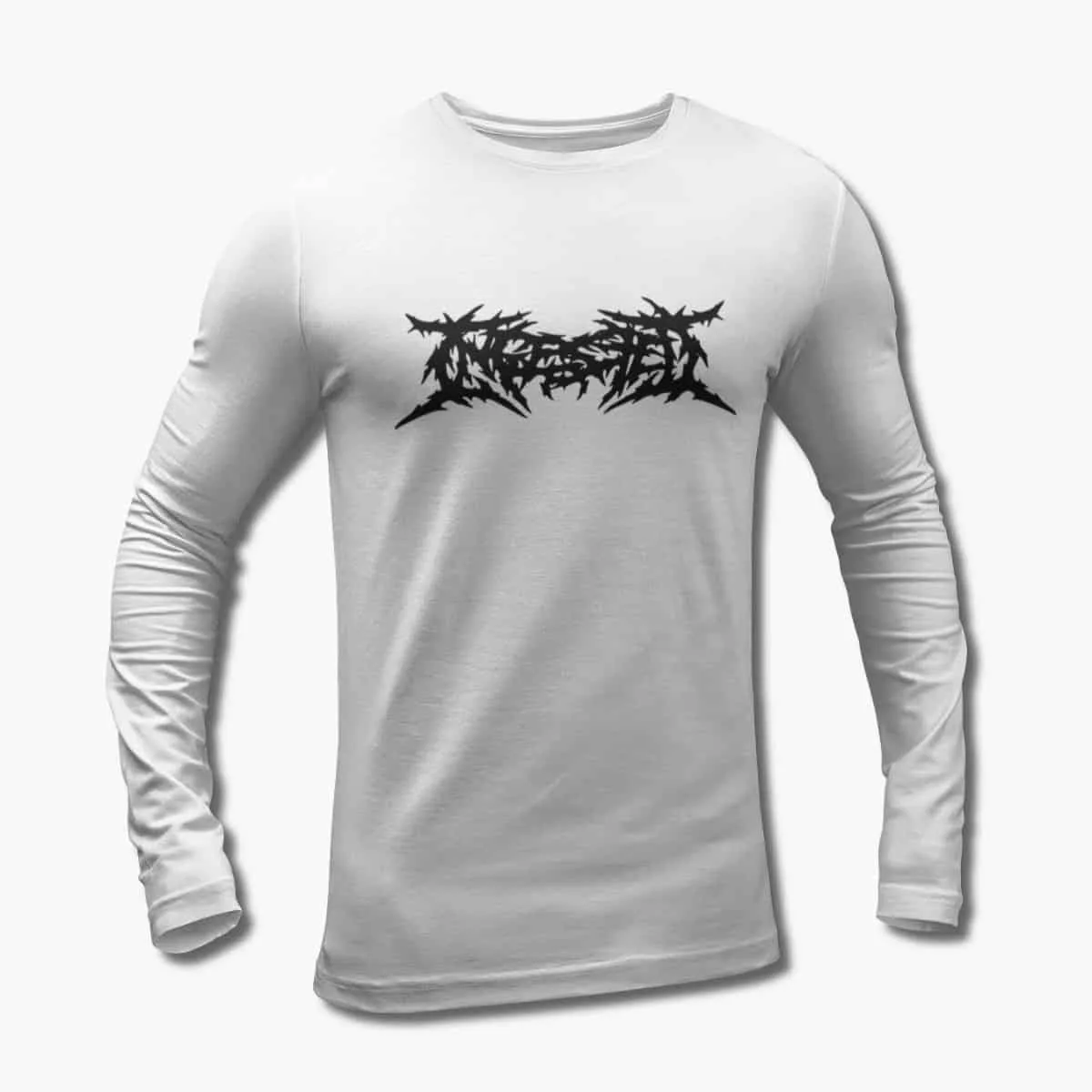 Ingested Long Sleeve T-Shirt, Ingested Logo White Longsleeve T-Shirt, Brutal Death Metal Merchandise
