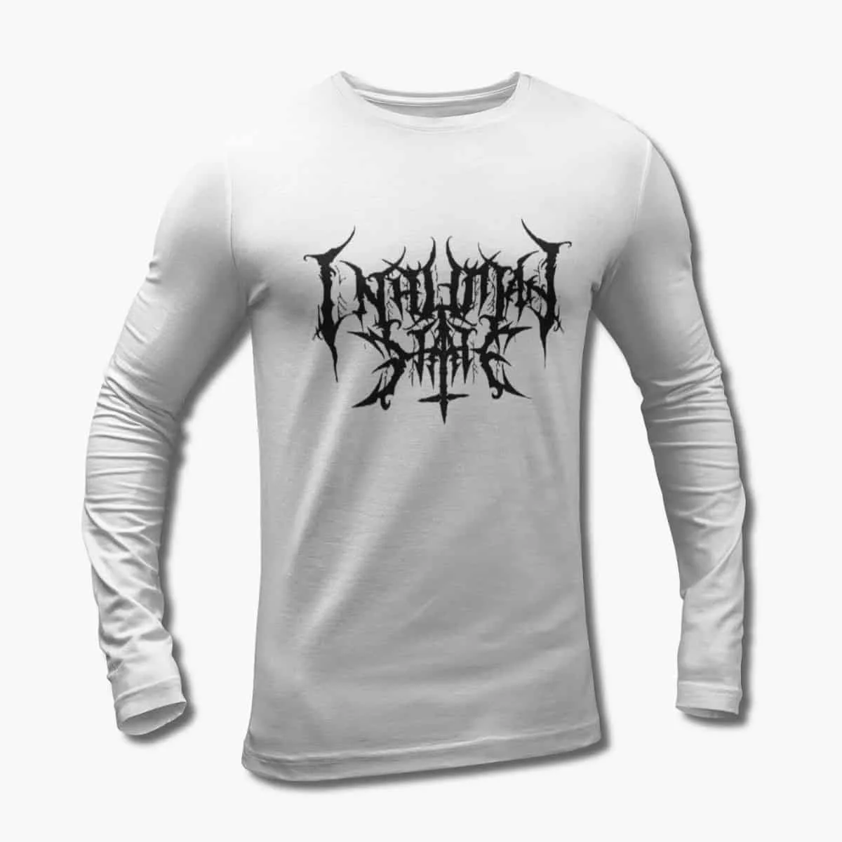 Inhuman Hate Long Sleeve T-Shirt, Inhuman Hate Logo White Longsleeve T-Shirt, Black Metal Merchandise