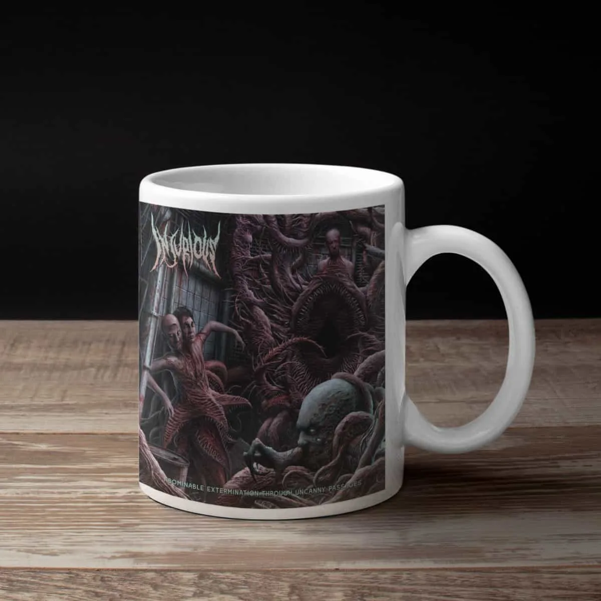 Injurious Coffee Mug, Injurious Abominable Extermination Through Uncanny Passages Coffee Mug