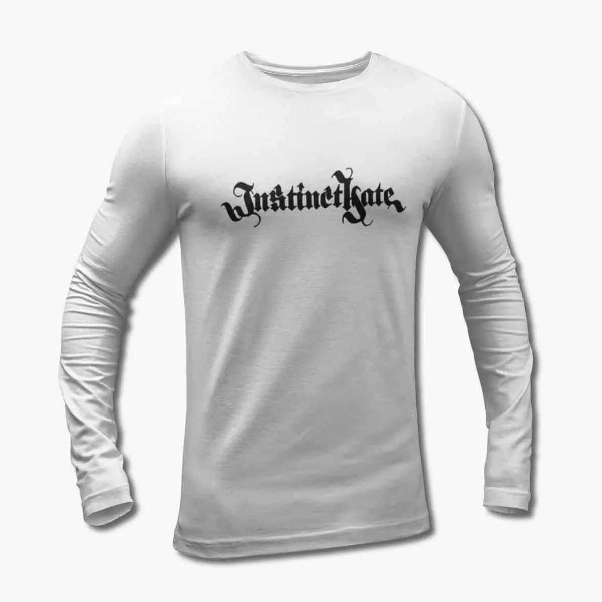 Instinct Hate Long Sleeve T-Shirt, InstinctHate Logo White Longsleeve T-Shirt, Thrash Metal Merchandise