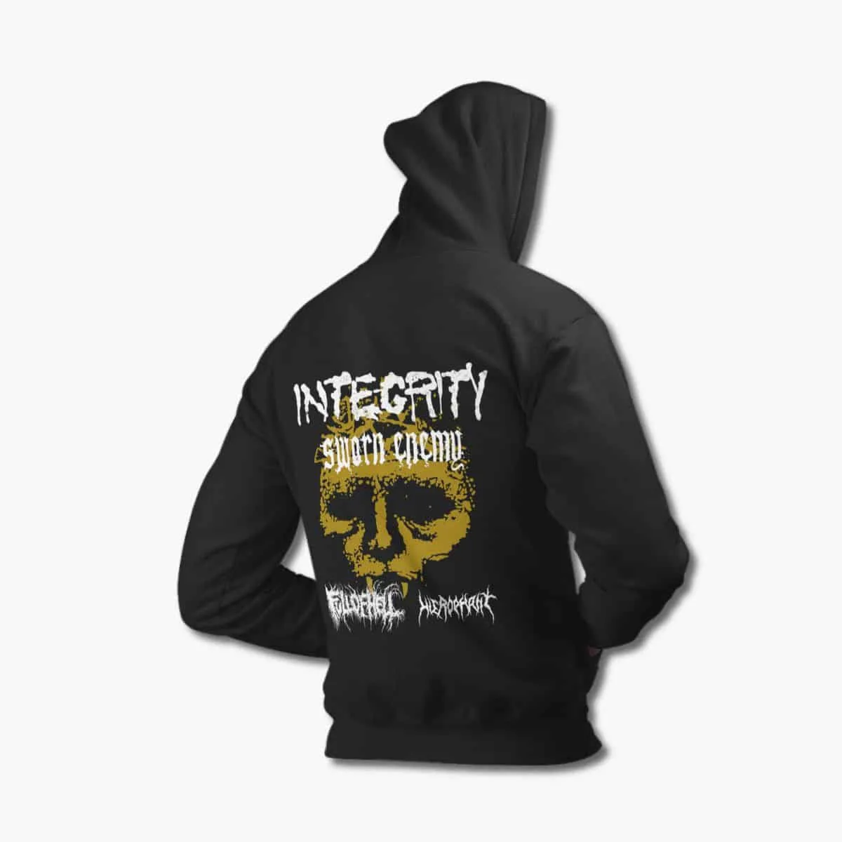 Integrity & Sworn Enemy Band Hoodie, Integrity & Sworn Enemy Concert Black Hooded Sweatshirt, Metalcore Merchandise