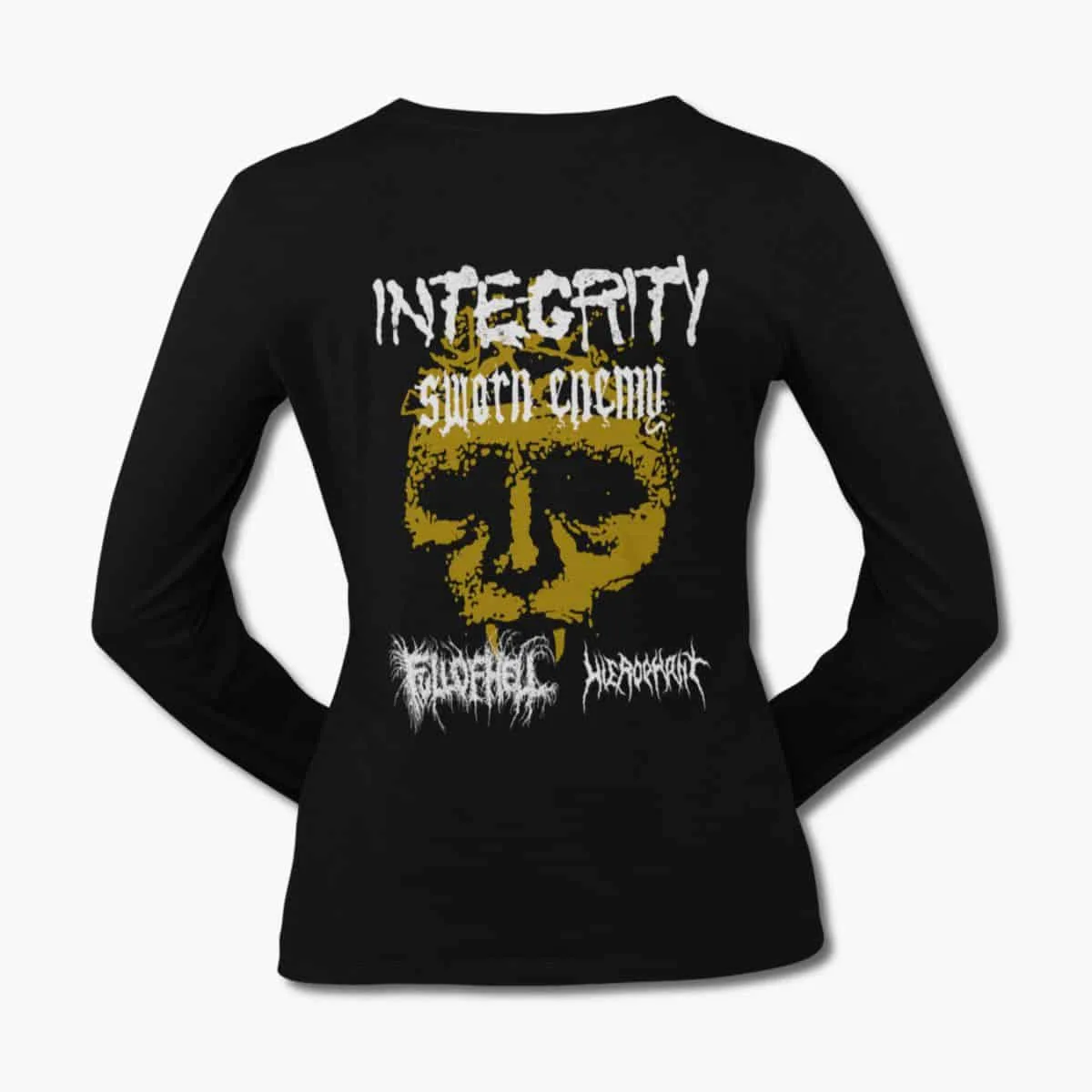 Integrity & Sworn Enemy Band Long Sleeve T-Shirt, Integrity & Sworn Enemy Concert Black Longsleeve T-Shirt, Metalcore Merchandise