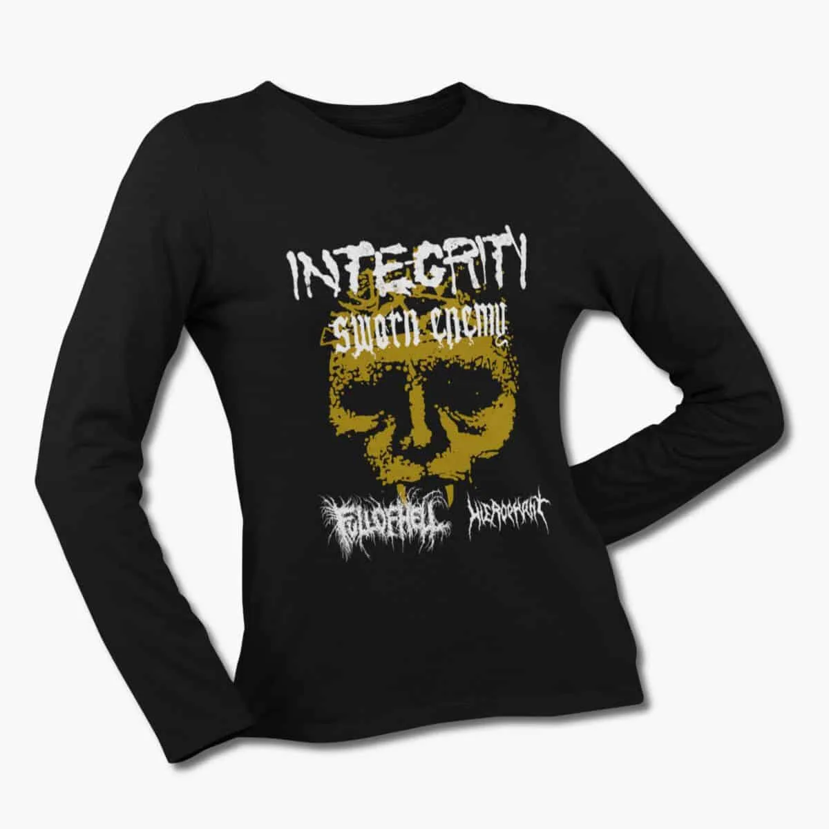 Integrity & Sworn Enemy Band Long Sleeve T-Shirt, Integrity & Sworn Enemy Concert Black Longsleeve T-Shirt, Metalcore Merchandise