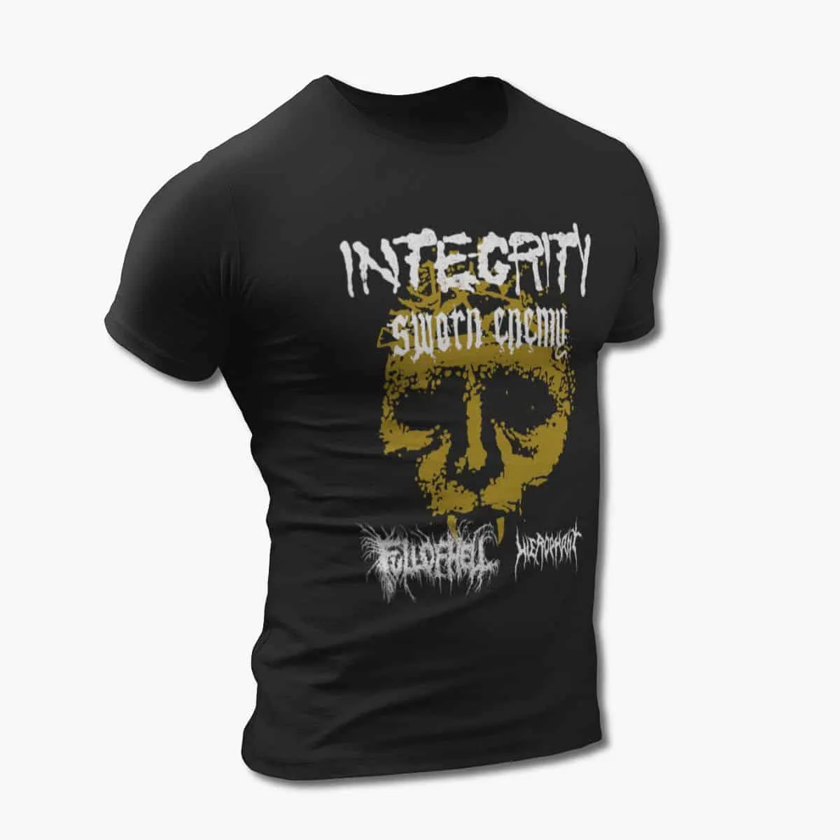 Integrity & Sworn Enemy Band T-Shirt, Integrity & Sworn Enemy Concert Black T-Shirt, Metalcore Merchandise