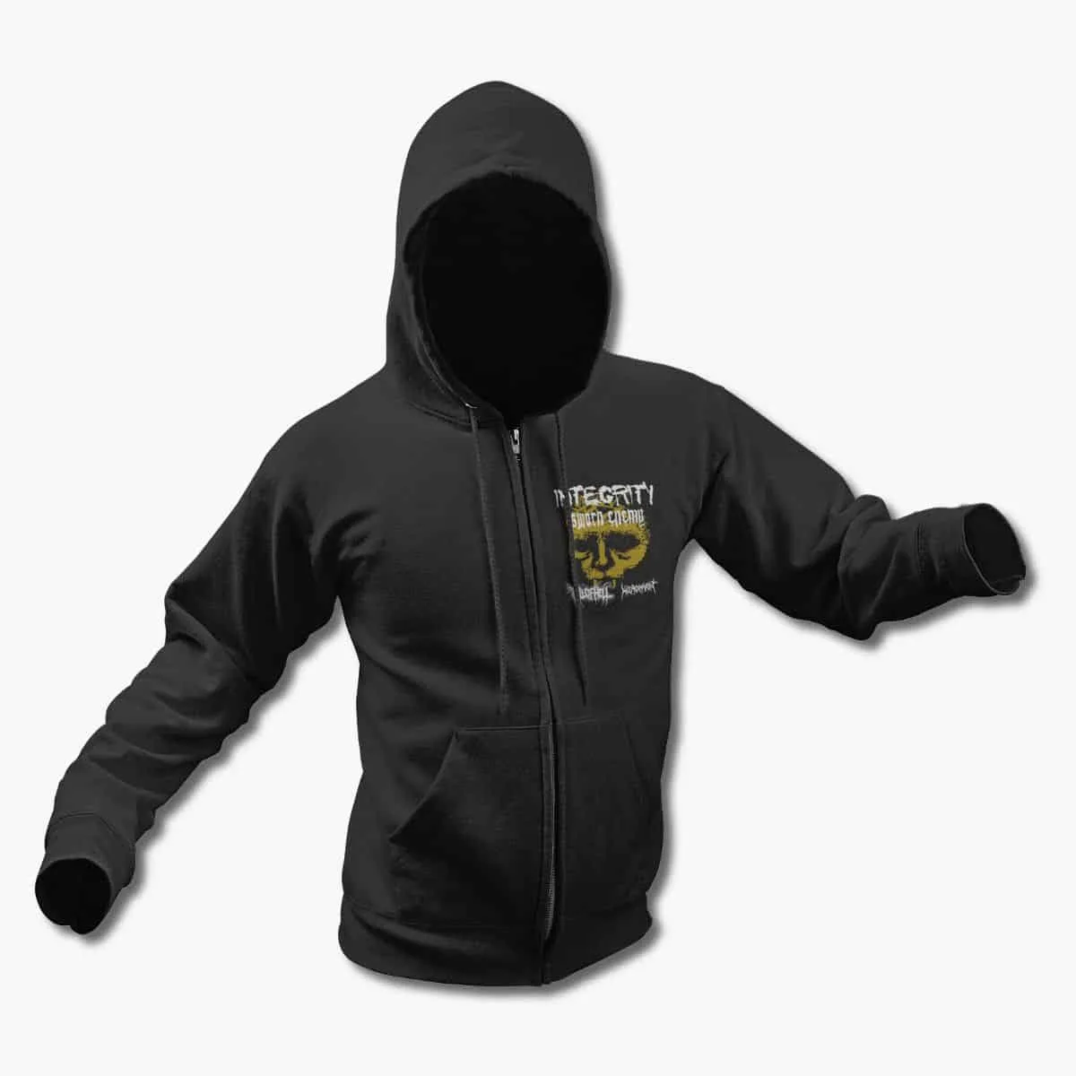 Integrity & Sworn Enemy Band Zip Up Hoodie, Integrity & Sworn Enemy Concert Black Zipper Hooded Sweatshirt, Metalcore Merchandise