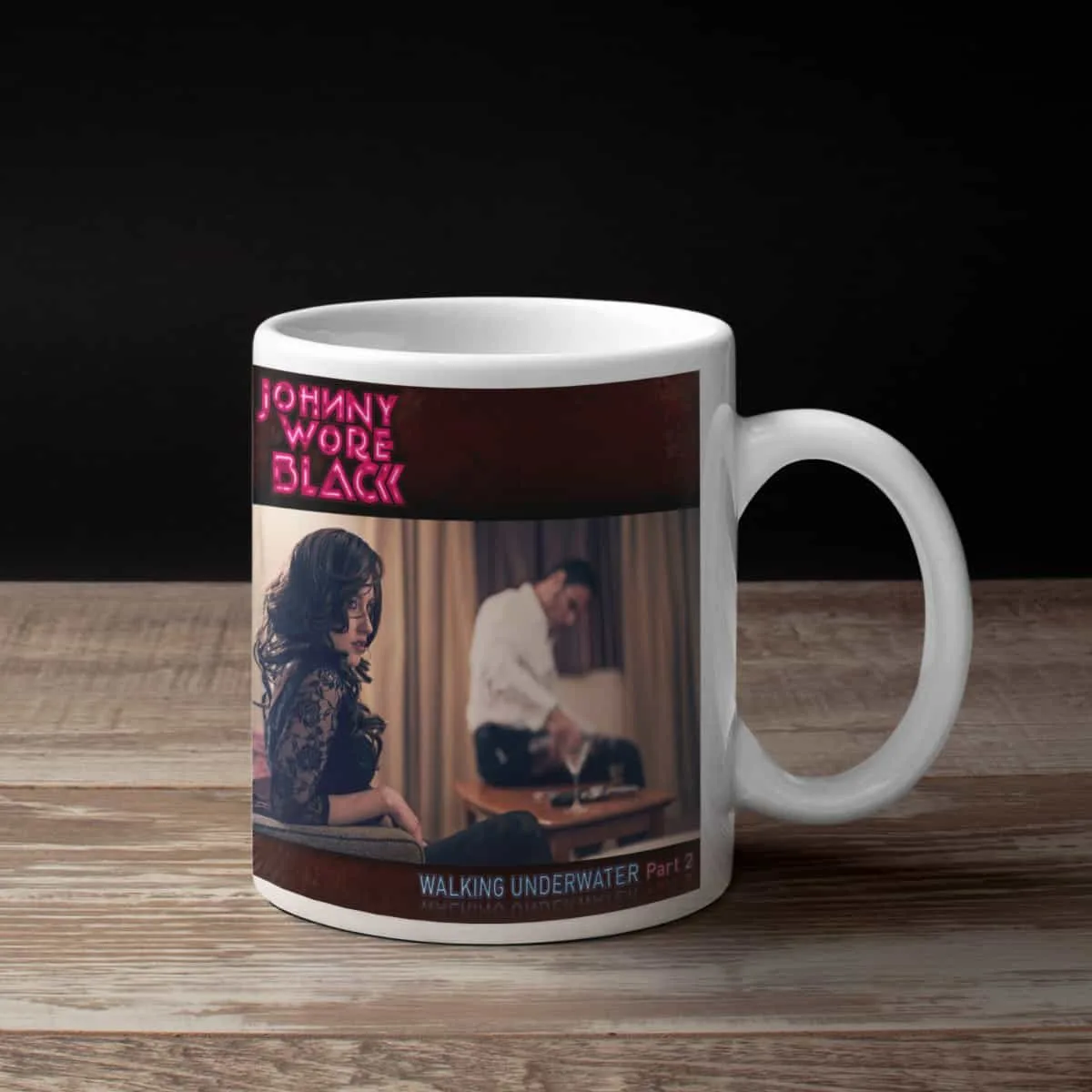 Johny Wore Black Coffee Mug, Johny Wore Black Walking Underwater Coffee Mug