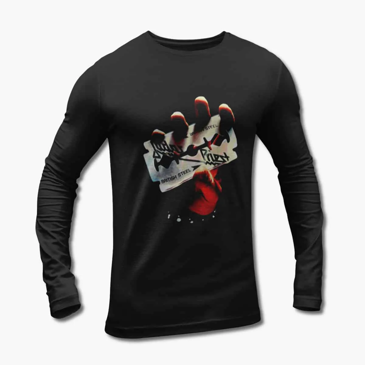 Judas Priest Long Sleeve T-Shirt, Judas Priest British Steel Black Longsleeve T-Shirt, Heavy Metal Merchandise