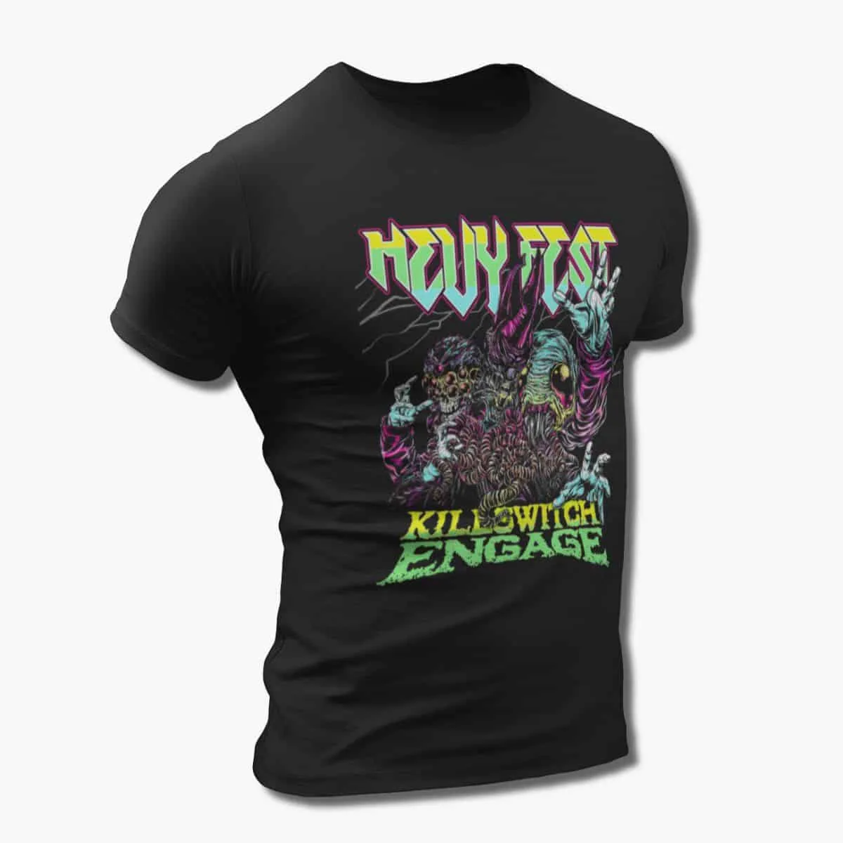 Killswitch Engage Band T-Shirt, Killswitch Engage Hevy Fest Artwork Black T-Shirt, Metalcore Merchandise