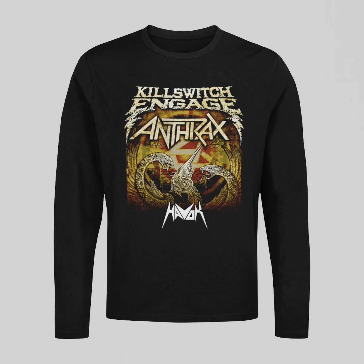 Killswitch Engage Long Sleeve T-Shirt, The KillThrax Tour Artwork Black Longsleeve T-Shirt, Metalcore, Thrash Metal, Groove Metal Merchandise