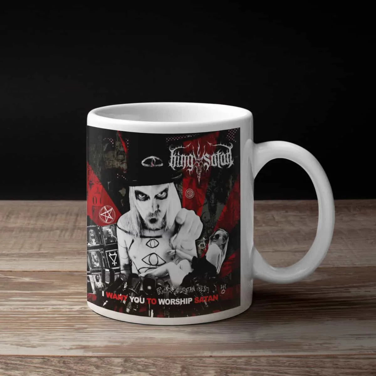 King Satan Coffee Mug, King Satan I Want You To Worship Satan Coffee Mug