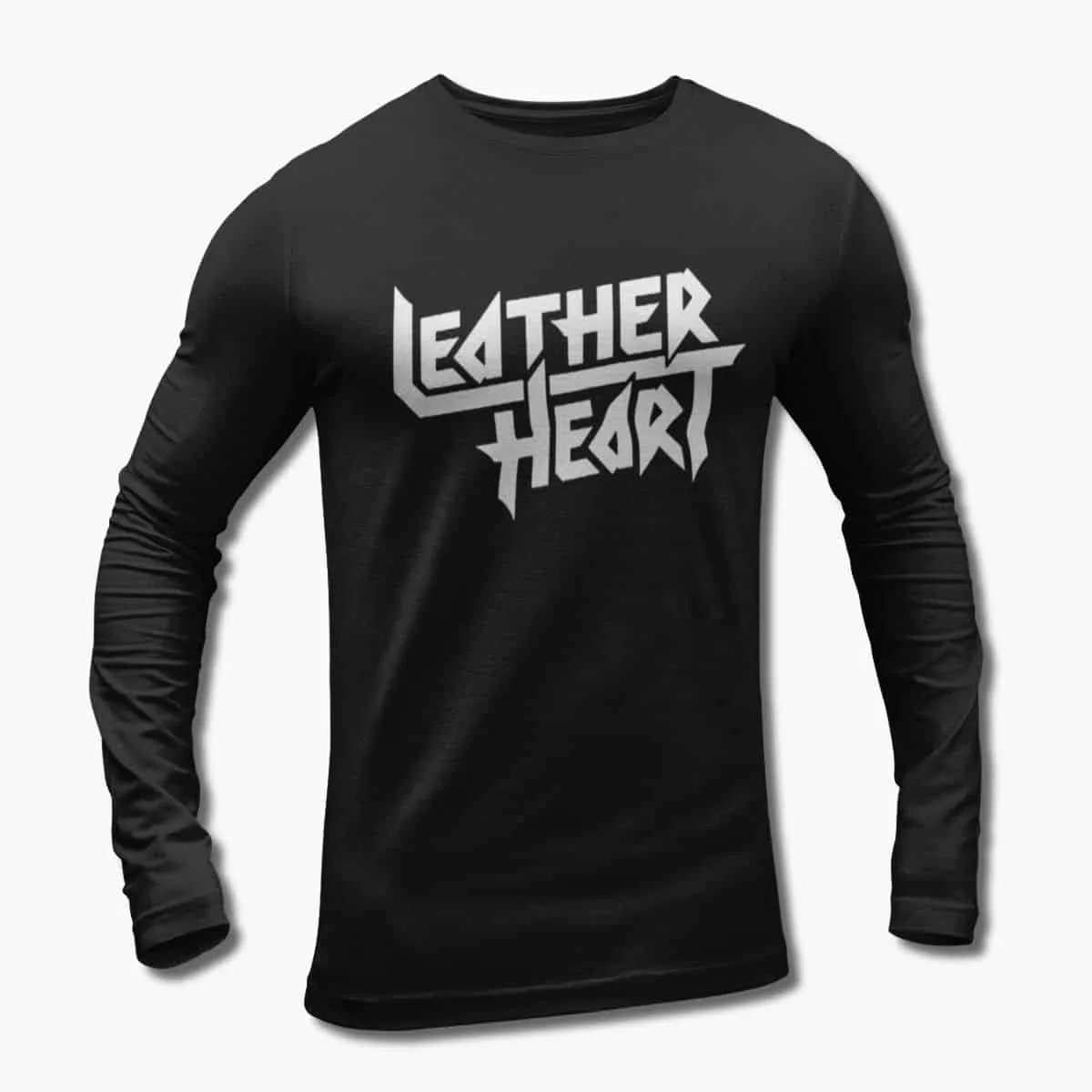 Leather Heart Band Long Sleeve T-Shirt, Leather Heart Logo Longsleeve T-Shirt, Heavy Metal Merchandise
