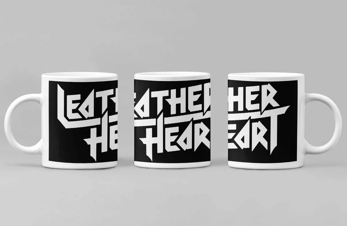 Leather Heart Coffee Mug, Leather Heart Logo Coffee Mug