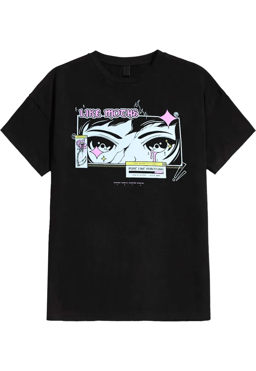 Like Moths To Flames Anime Eyes Acid Washed T-Shirt