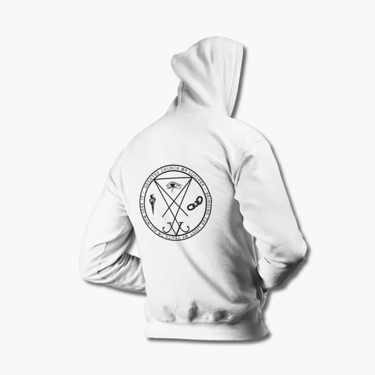 Lucifer Zip Hoodie, Sigil of Lucifer White Zipper Hoodie