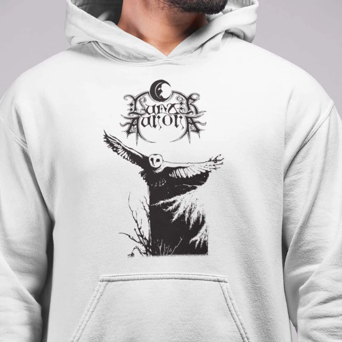 Lunar Aurora Band Hoodie, Lunar Aurora Hoagascht Artwork Hooded Sweatshirt, Black Metal Merch