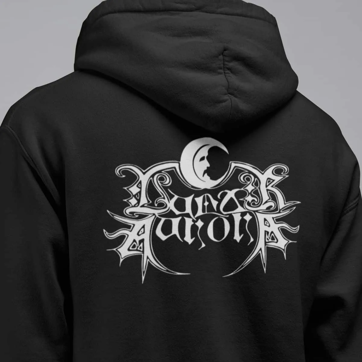 Lunar Aurora Band Hoodie, Lunar Aurora Logo Hooded Sweatshirt, Black Metal Merch
