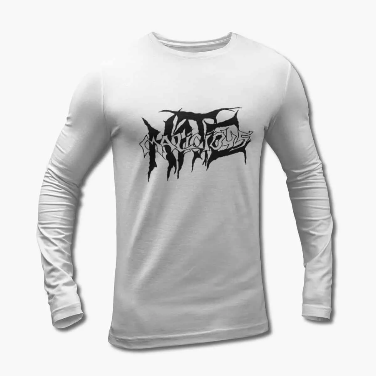 Malicious Hate Long Sleeve T-Shirt, Malicious Hate Logo White Longsleeve T-Shirt, Brutal Death Metal Merchandise
