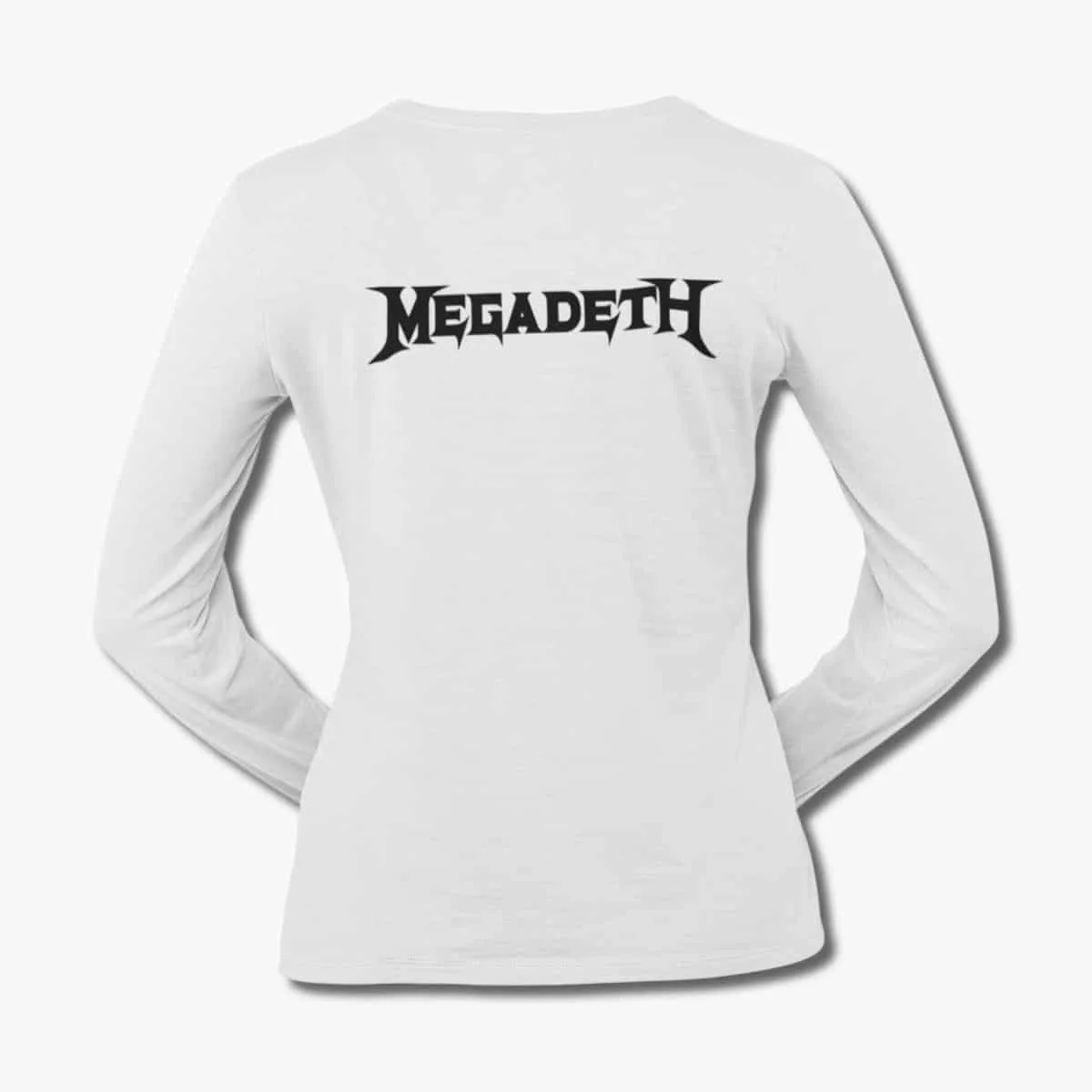 Megadeth Band Long Sleeve T-Shirt, Megadeth Logo White Longsleve T-Shirt, Thrash Metal Merchandise