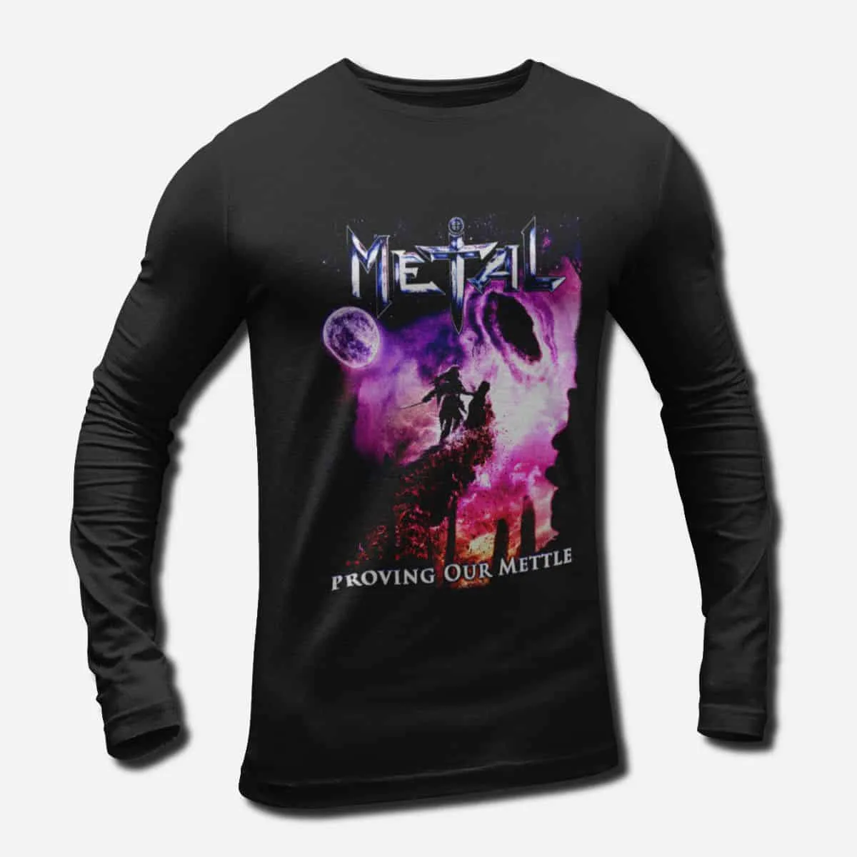 Metal Band Long Sleeve T-Shirt, Metal Proving Our Mettle Longsleeve T-Shirt, Heavy Metal, Power Metal Merch