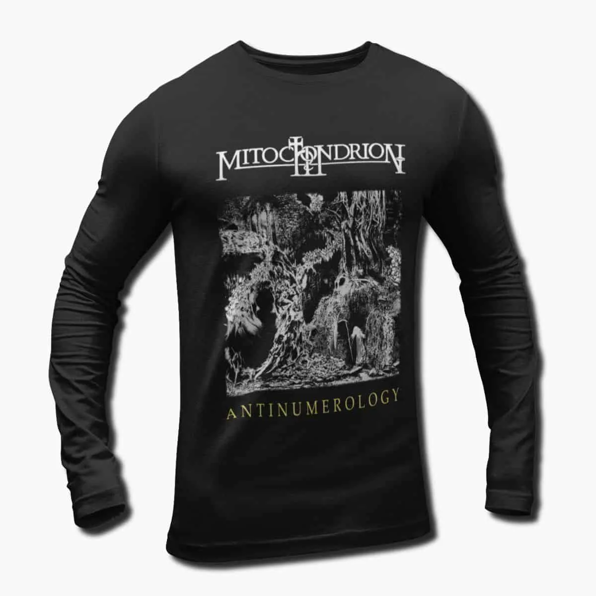 Mitochondrion Band Long Sleeve T-Shirt, Mitochondrion Antinumerology Artwork Longsleeve T-Shirt, Death Metal, Black Metal Merch