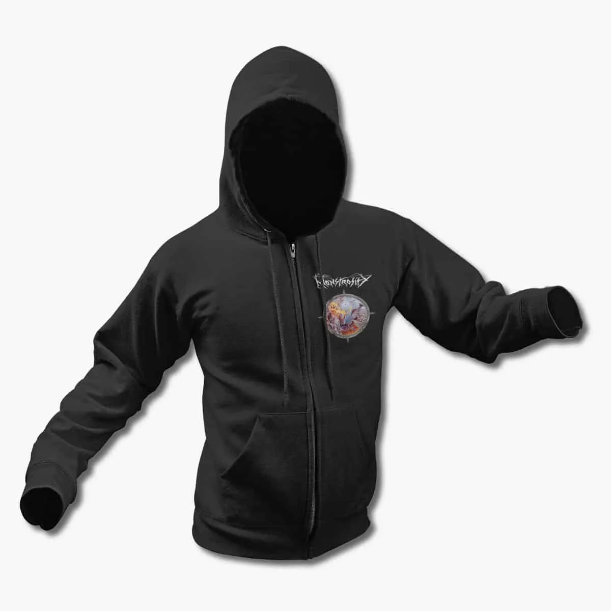 Monstrosity Band Zip Up Hoodie, Monstrosity The Passage of Existence Black Zipper Hooded Sweatshirt, Death Metal Merchandise