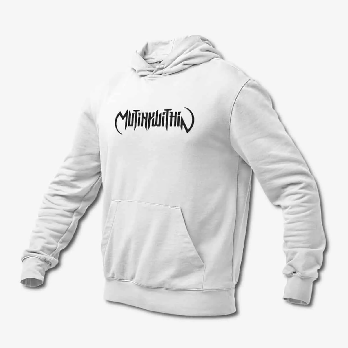 Mutiny Within Hoodie, Mutiny Within Logo White Hoodie, Melodic Death Metal Merchandise