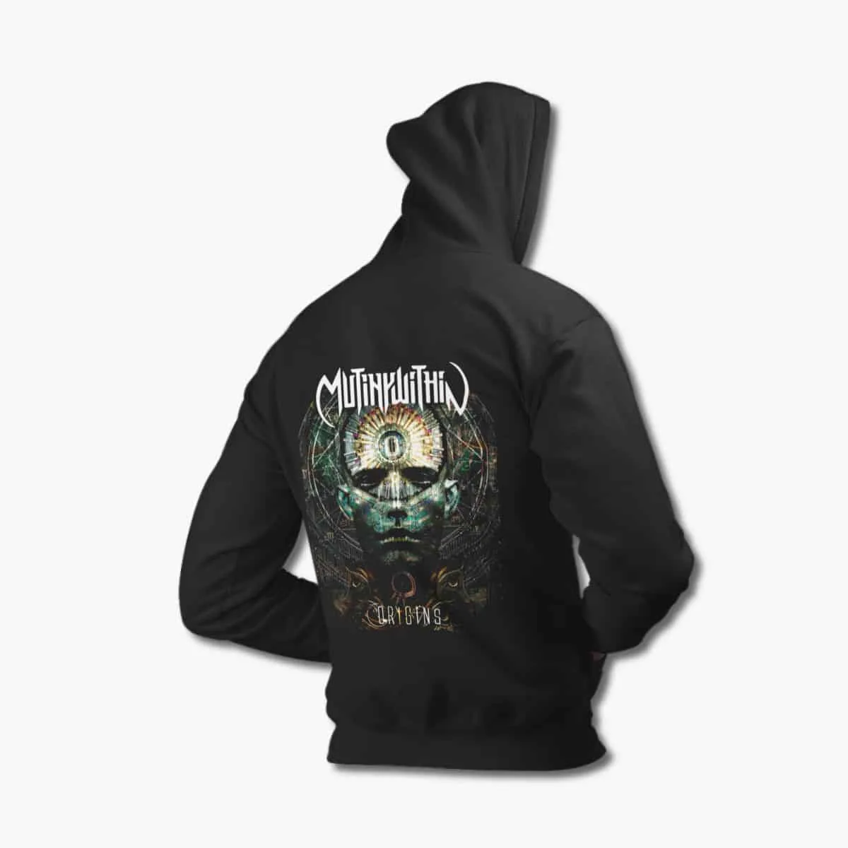 Mutiny Within Zip Up Hoodie, Mutiny Within Origins Black Zip Hoodie, Melodic Death Metal Merchandise