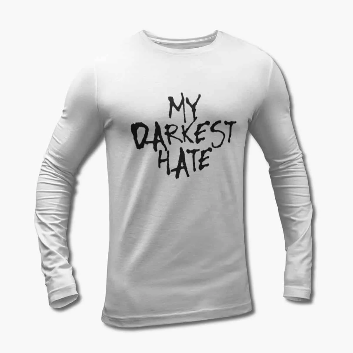 My Darkest Hate Long Sleeve T-Shirt, My Darkest Hate Logo White Longsleeve T-Shirt, Death Metal Merchandise