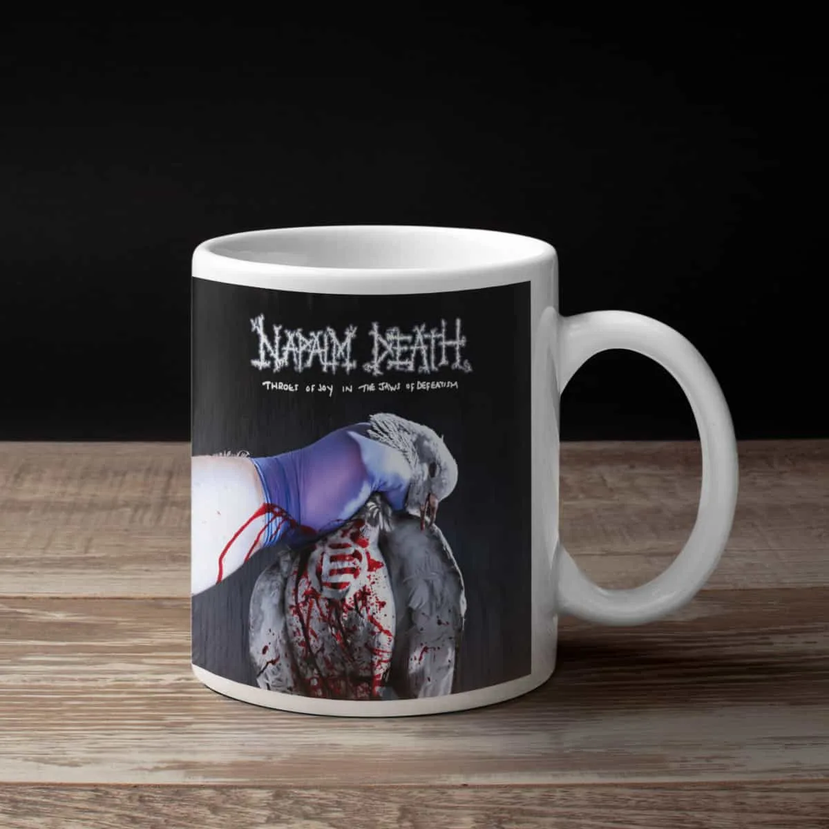 Napalm Death Coffee Mug, Napalm Death Throes of Joy in the Jaws of Defeatism Coffee Mug