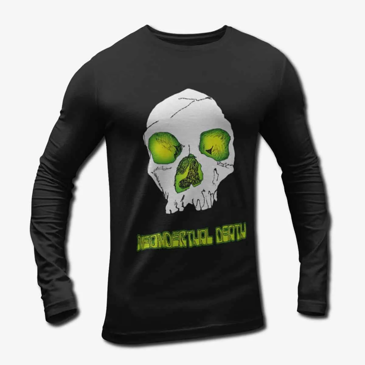 Neonderthal Death Band Long Sleeve T-Shirt, Neonderthal Death Nightmare Begins Artwork Longsleeve Tee, Death Metal Merch