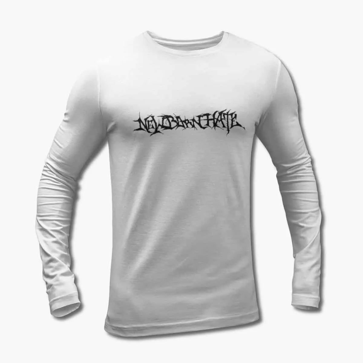 New Born Hate Long Sleeve T-Shirt, New Born Hate Logo White Longsleeve T-Shirt, Thrash Metal, Death Metal Merchandise