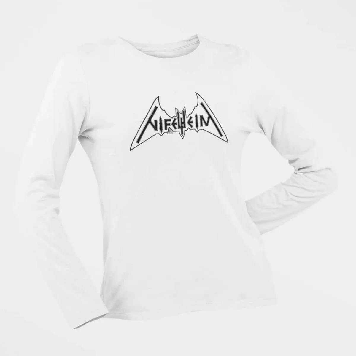 Nifelheim Long Sleeve T-Shirt, Nifelheim Logo White Longsleeve T-Shirt, Thrash Metal Merchandise