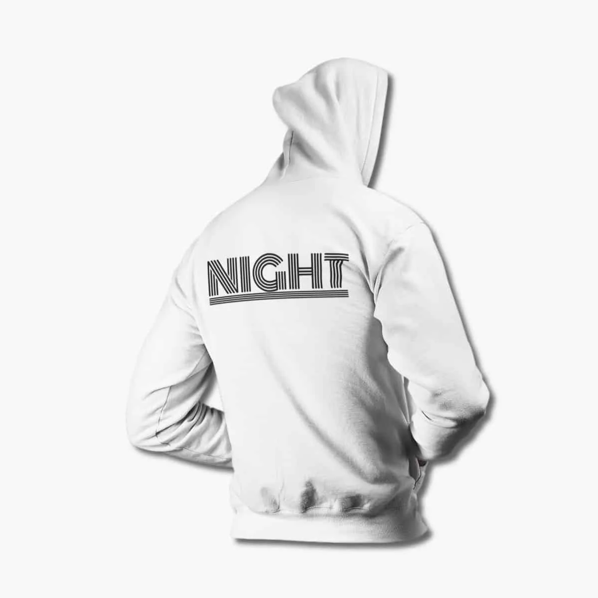 Night Zip Hoodie, Night Logo White Zipper Hoodie, Hard Rock Merchandise