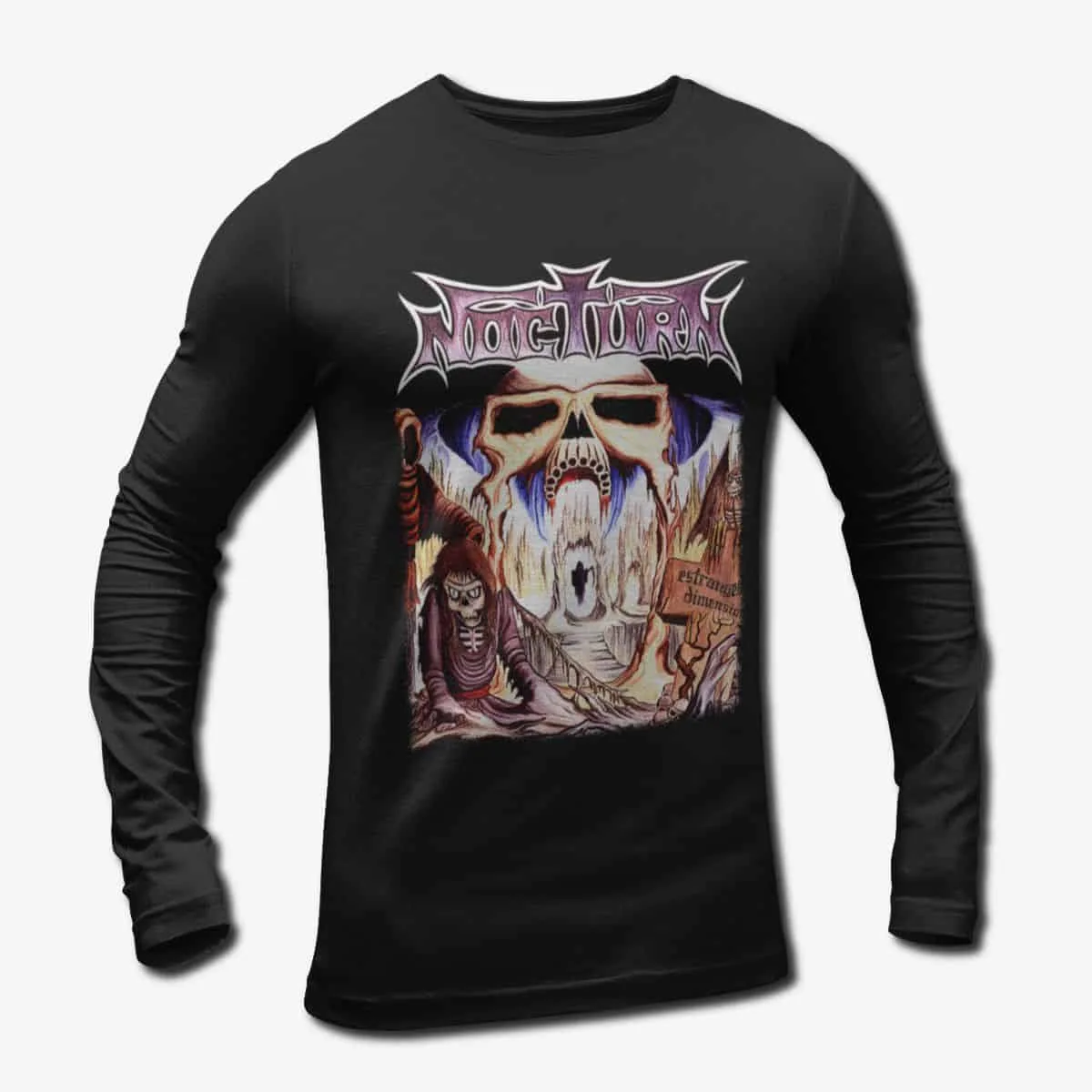 Nocturn Band Long Sleeve T-Shirt, Nocturn Estranged Dimensions Longsleeve Tee, Thrash, Death Metal Merch