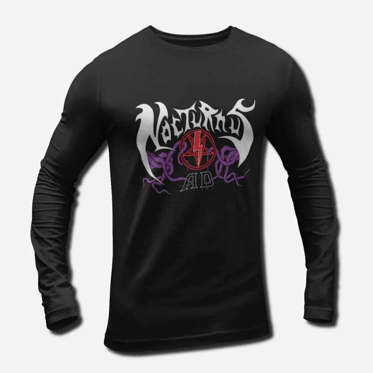 Nocturnus AD Band Long Sleeve T-Shirt, Nocturnus After Death Logo Longsleeve T-Shirt, Death Metal Merch