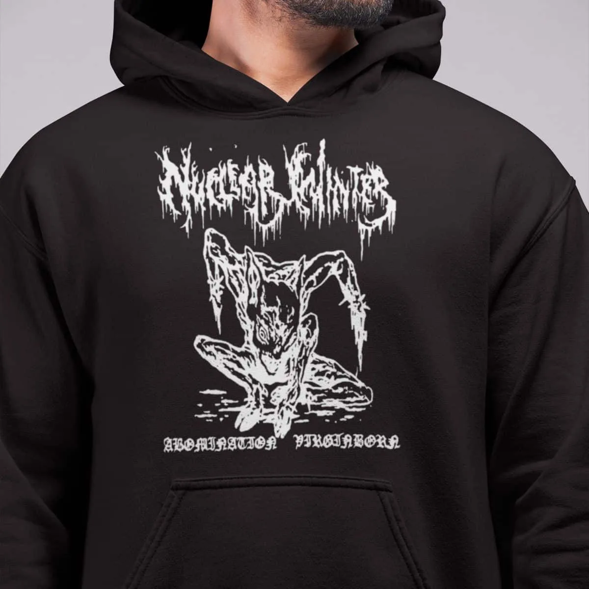 Nuclear Winter Band Hoodie, Nuclear Winter Abomination Virginborn Artwork Hooded Sweatshirt, Death Metal Merch