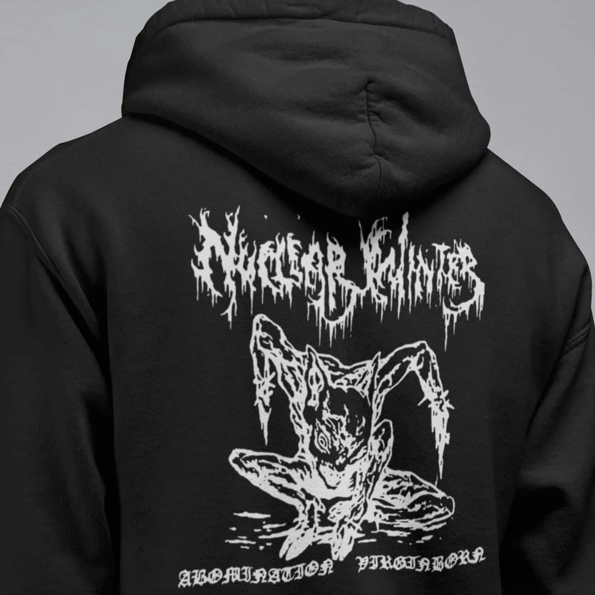 Nuclear Winter Band Hoodie, Nuclear Winter Abomination Virginborn Artwork Hooded Sweatshirt, Death Metal Merch
