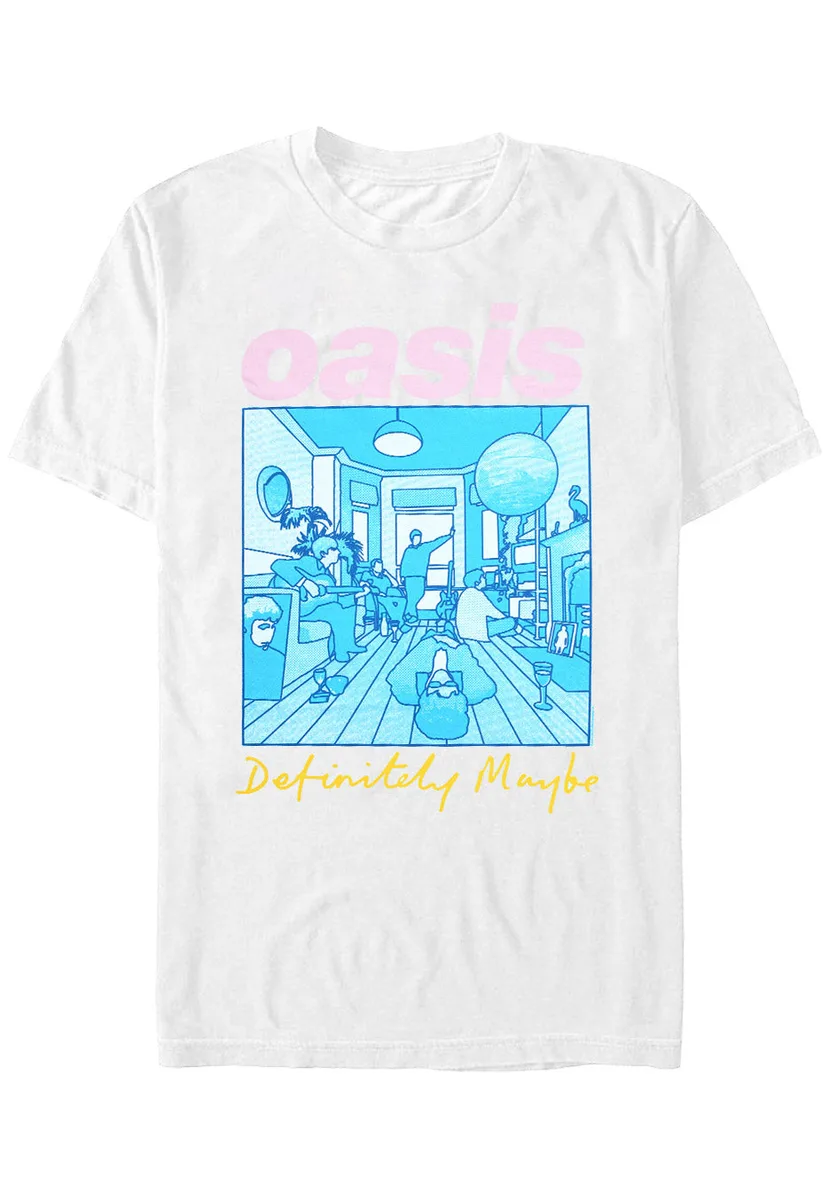 Oasis Definitely Maybe Illustration Colour White T-Shirt
