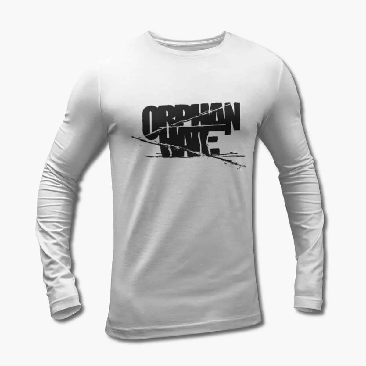 Orphan Hate Long Sleeve T-Shirt, Orphan Hate Logo White Longsleeve T-Shirt, Melodic Thrash Metal Merchandise