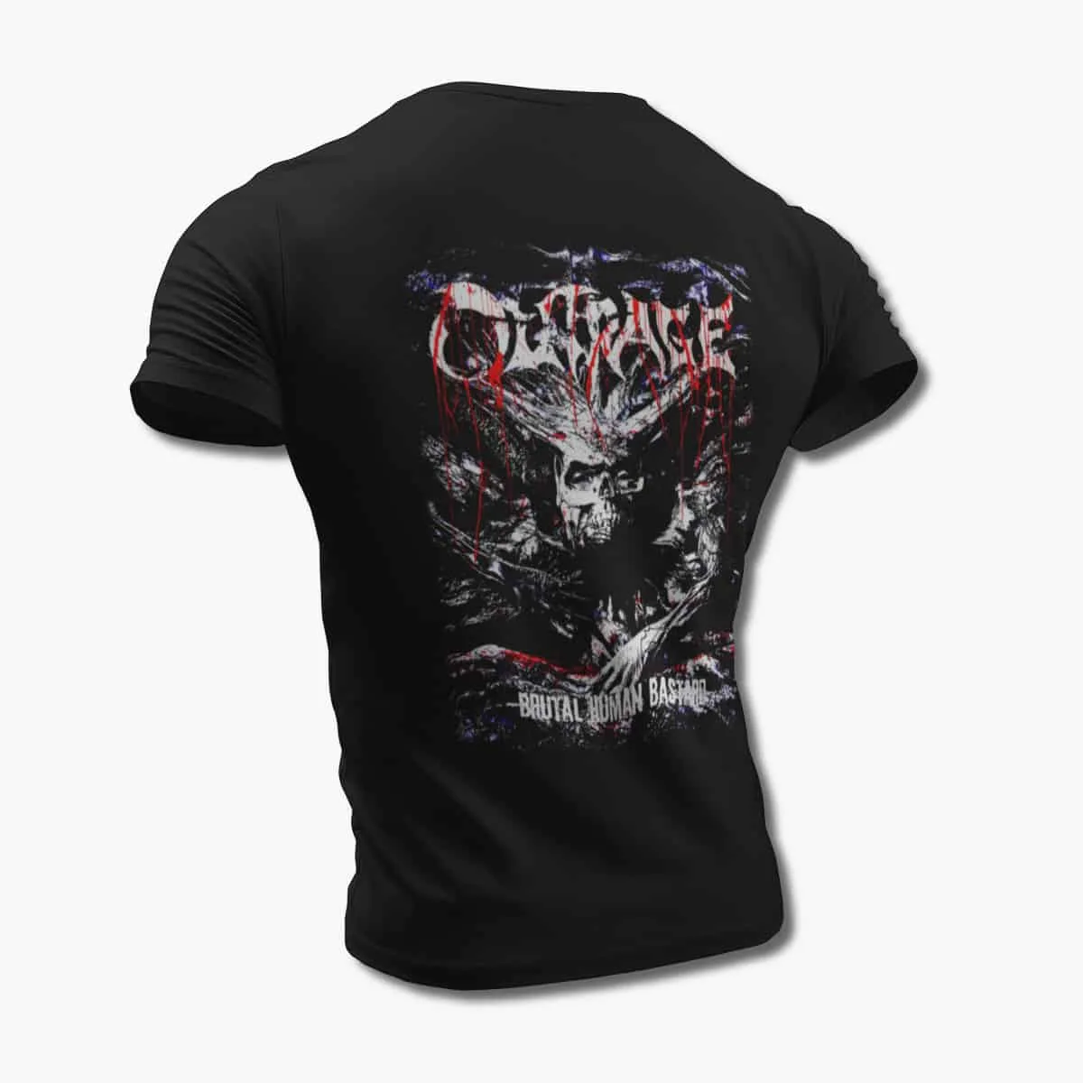 Outrage Band T-Shirt, Outrage Brutal Human Bastard Black T-Shirt, Death Metal Merchandise