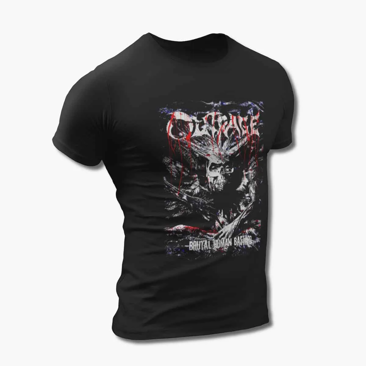 Outrage Band T-Shirt, Outrage Brutal Human Bastard Black T-Shirt, Death Metal Merchandise