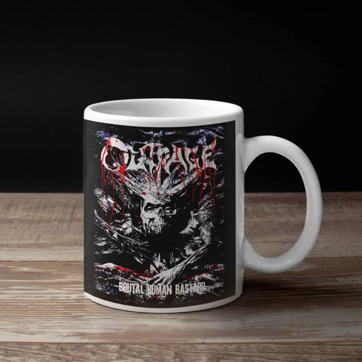 Outrage Coffee Mug, Outrage Brutal Human Bastard Coffee Mug